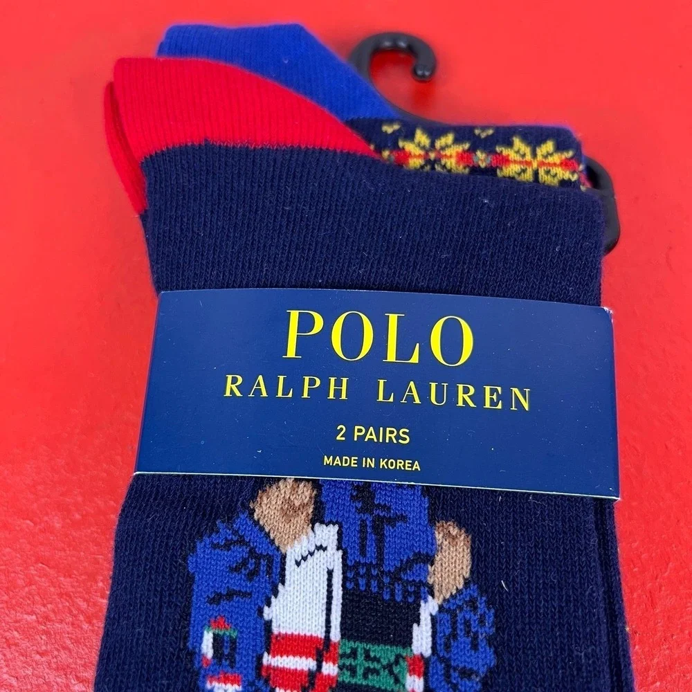 NEW RARE Polo Ralph Lauren Country Polo Bear Dress Socks (2-Pack)